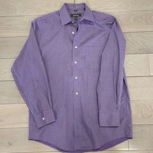 Kenneth Cole Reaction purple & white check button down.Size M (15-15 1/2, 32,33)
